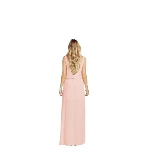 Show Me Your Mumu Woman's Kendall Maxi Dress V Neck Slit Blouson‎ Frosty Pink S - Picture 6 of 6